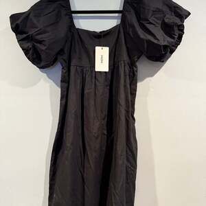 Black Smocked Cotton A-Line Dress